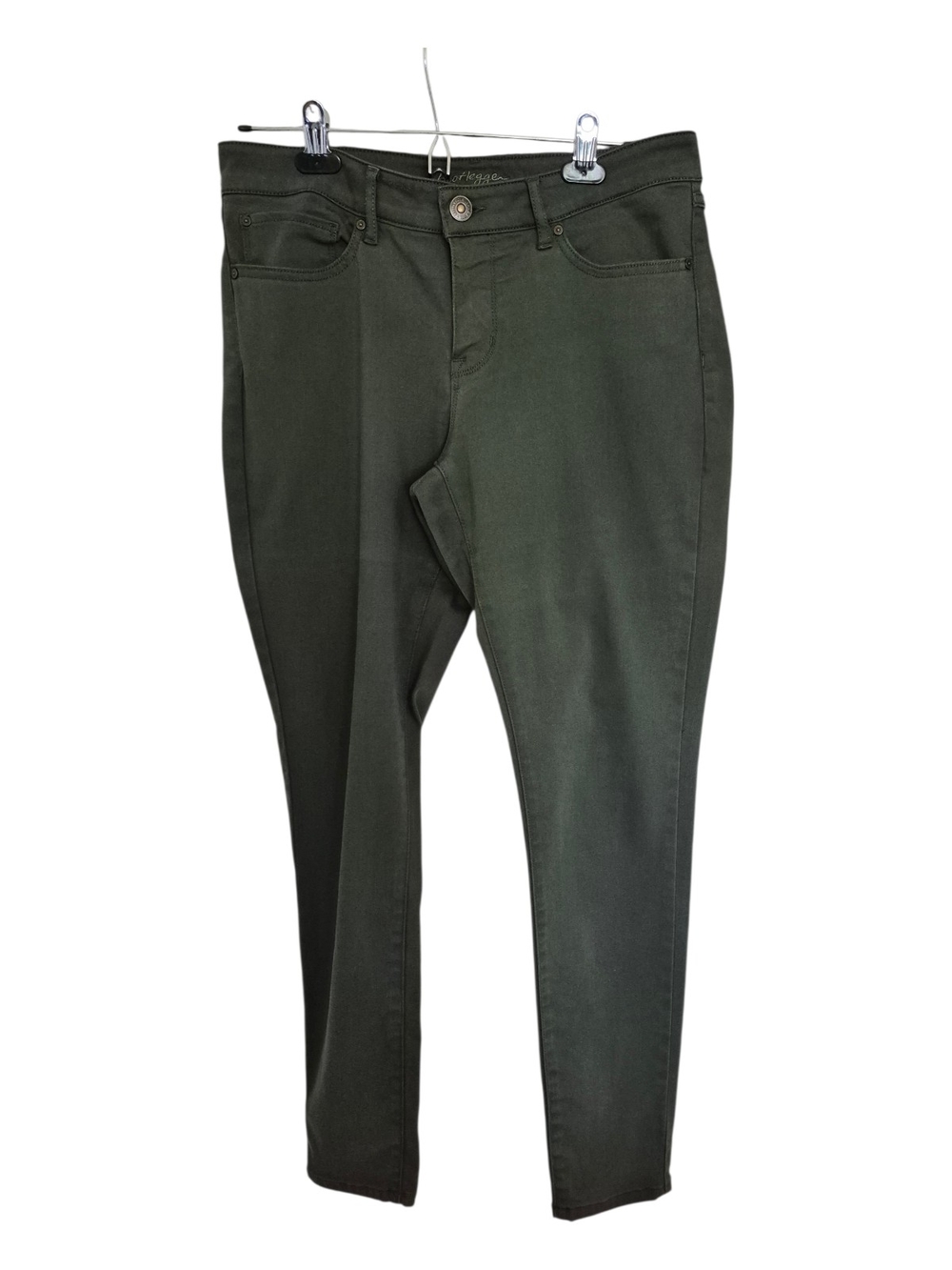 Olive Green Mid-Rise, Curvy Skinny Pants